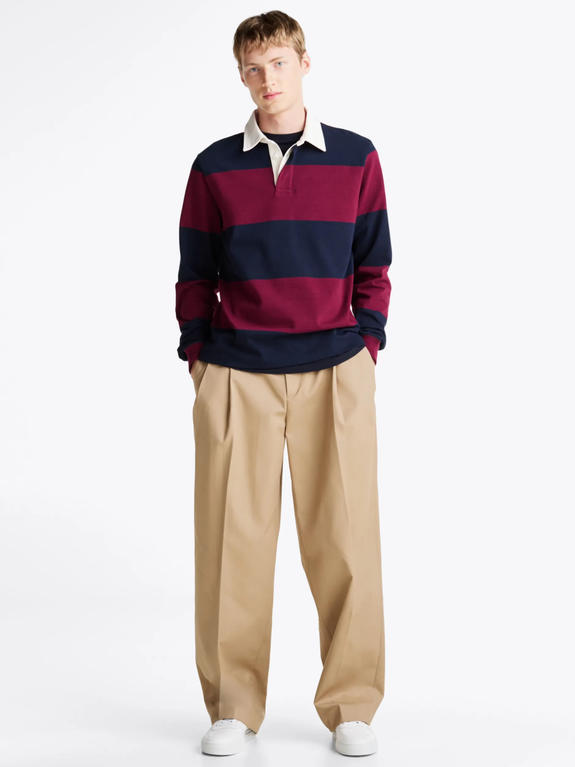 Spodnie*Tommy Hilfiger Spodnie Z Gabardyny Z Mieszanki Wełny BEIGE