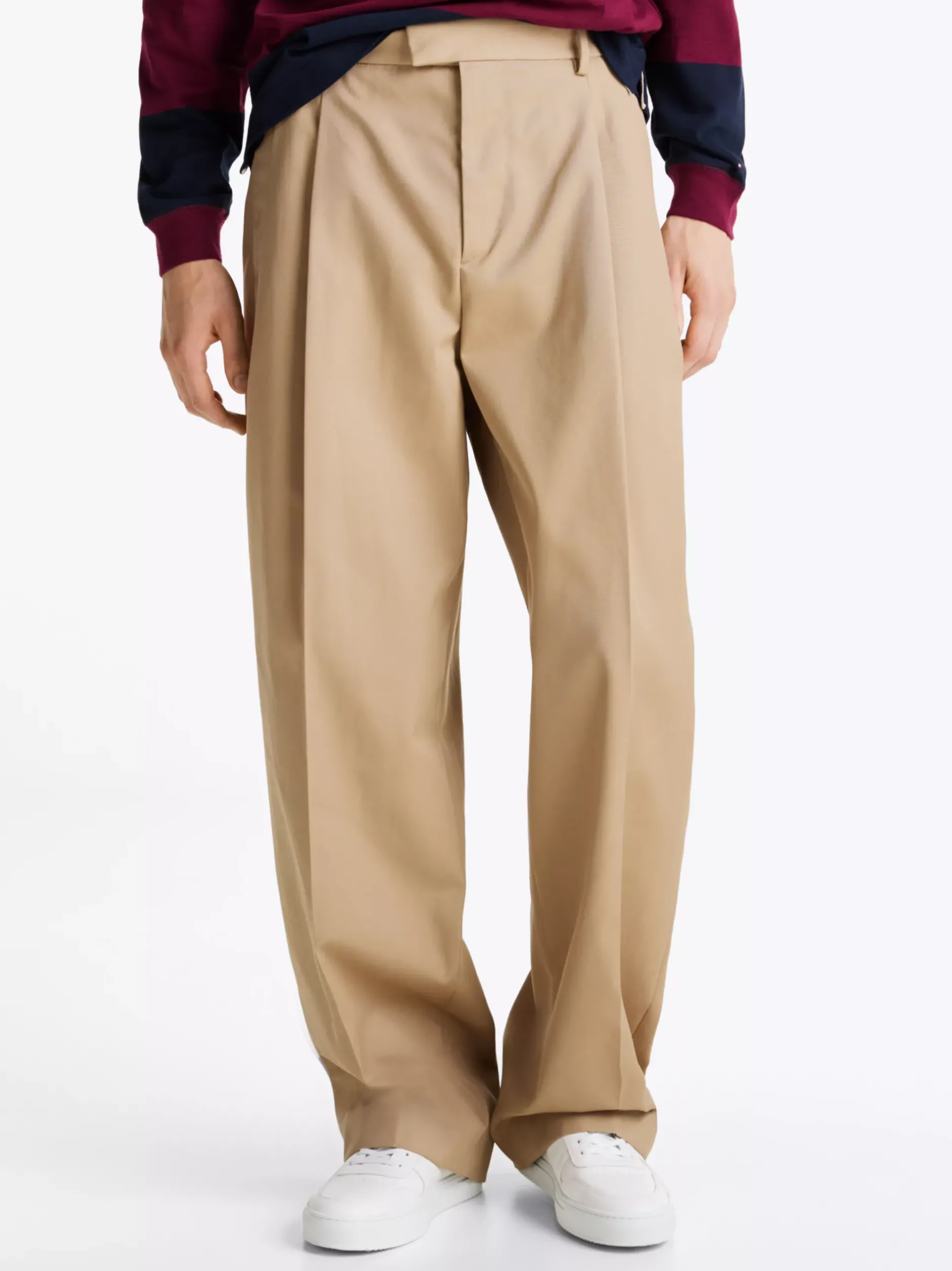 Spodnie*Tommy Hilfiger Spodnie Z Gabardyny Z Mieszanki Wełny BEIGE