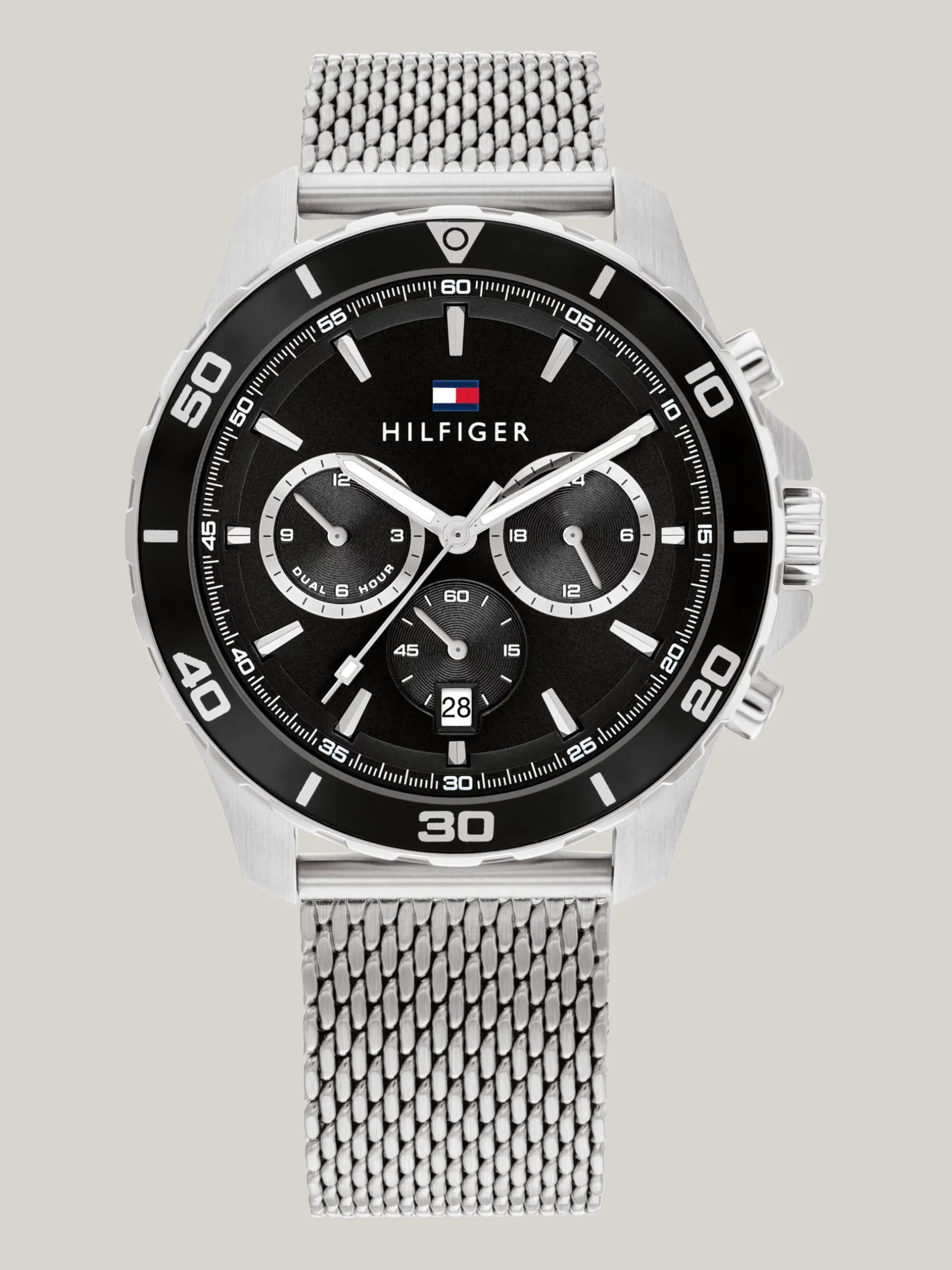 Zegarki*Tommy Hilfiger Sportowy Zegarek Z Siateczkową Bransoletą SILVER