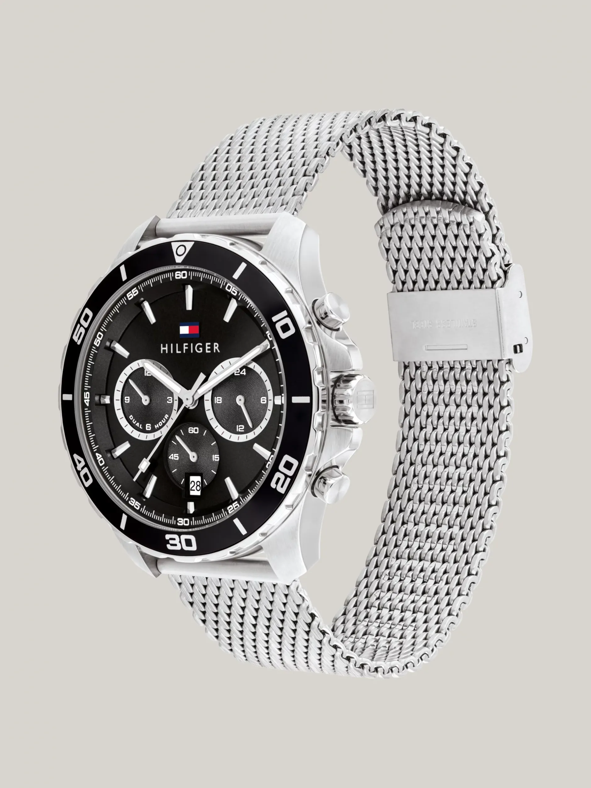 Zegarki*Tommy Hilfiger Sportowy Zegarek Z Siateczkową Bransoletą SILVER