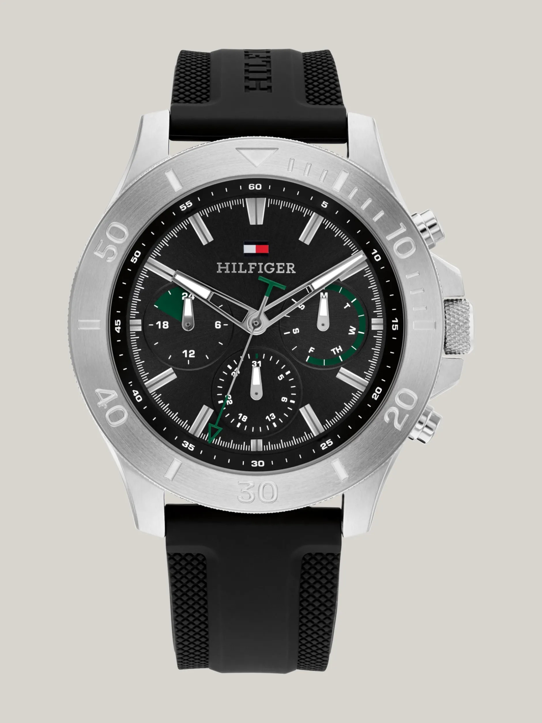 Zegarki*Tommy Hilfiger Sportowy Zegarek Z Silikonowym Paskiem BLACK