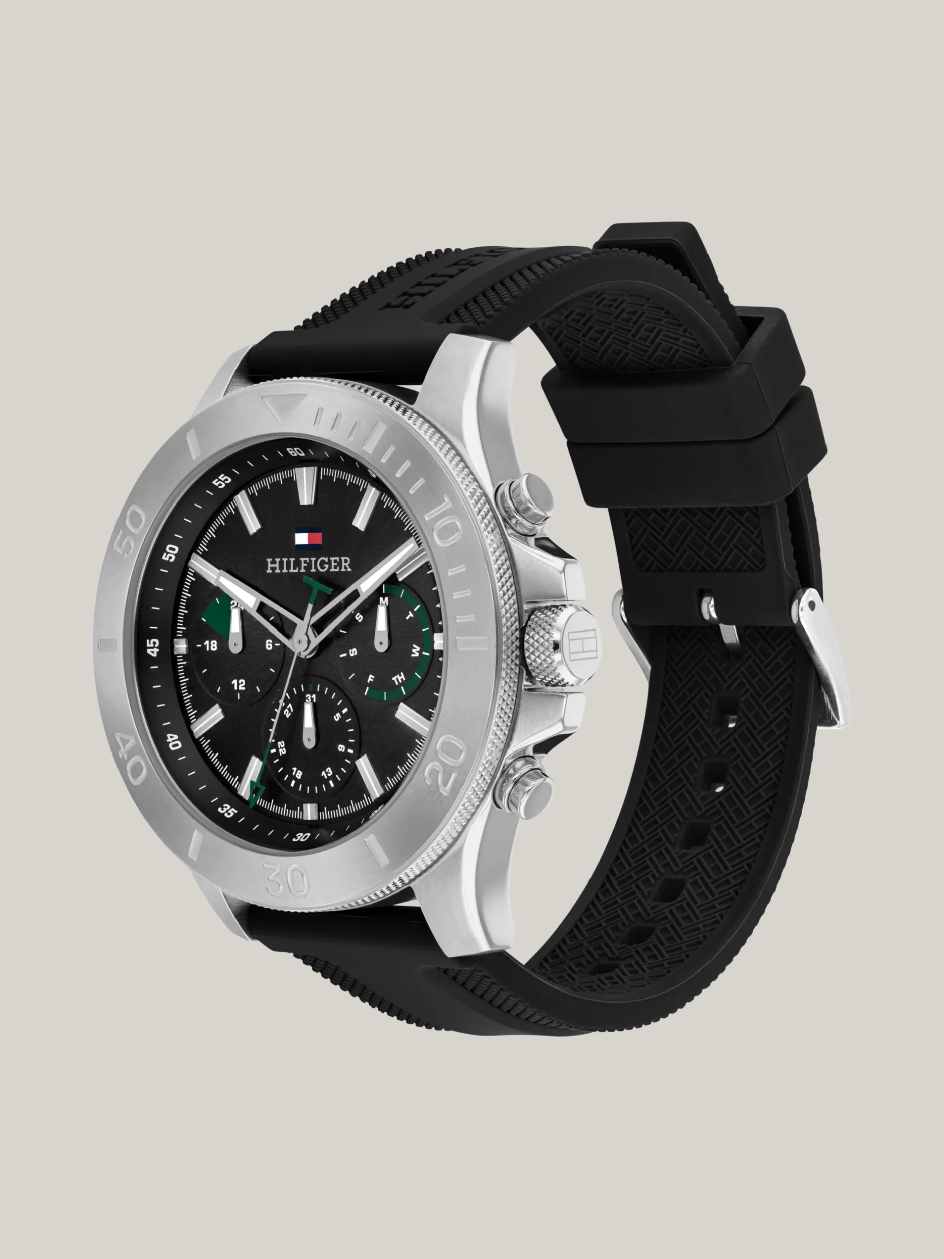 Zegarki*Tommy Hilfiger Sportowy Zegarek Z Silikonowym Paskiem BLACK
