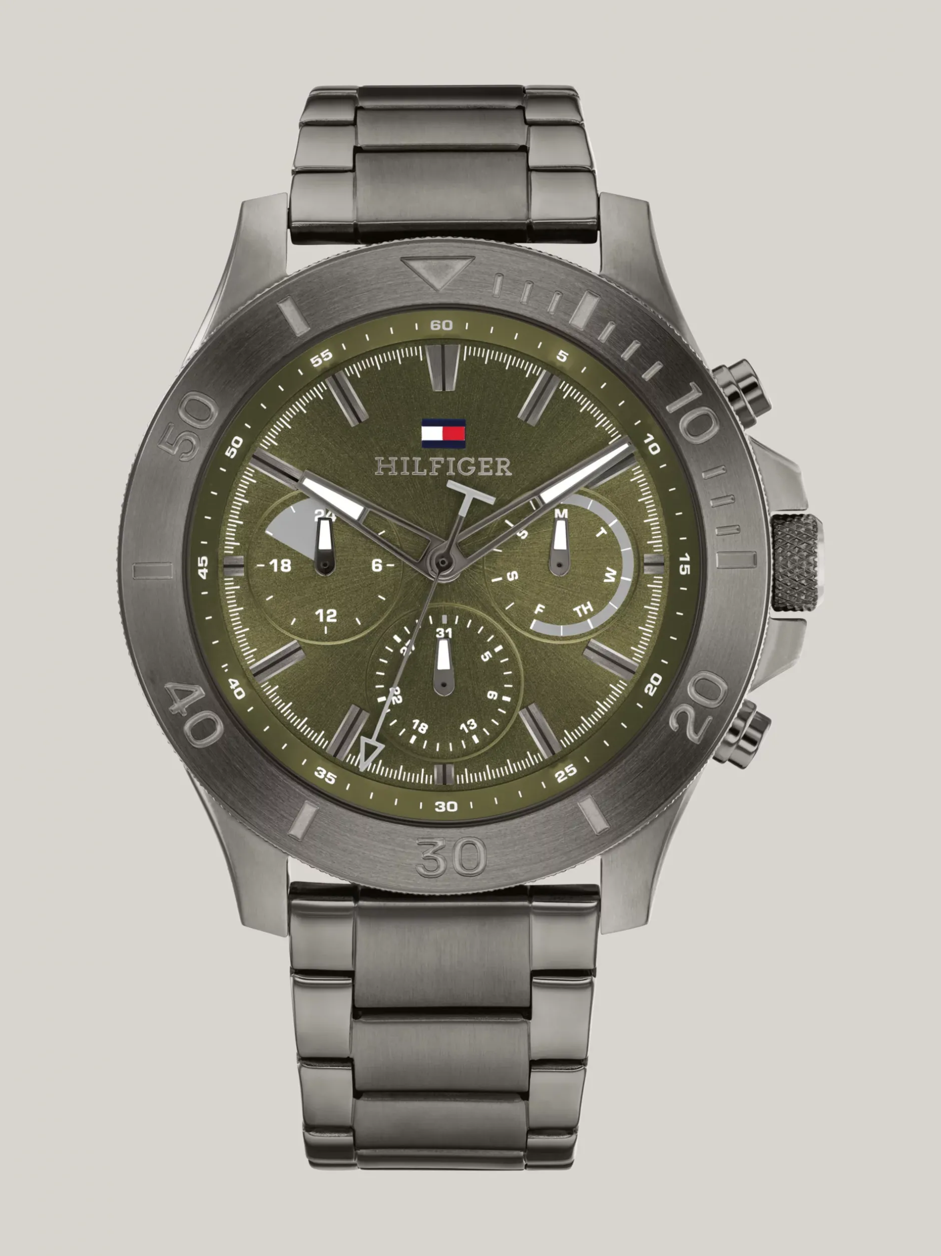 Zegarki*Tommy Hilfiger Sportowy Zegarek Z Zieloną Tarczą GREY