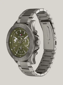 Zegarki*Tommy Hilfiger Sportowy Zegarek Z Zieloną Tarczą GREY