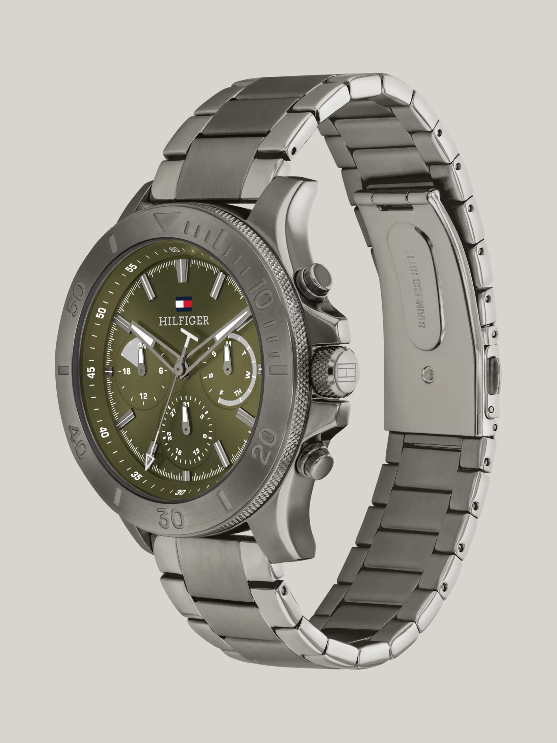 Zegarki*Tommy Hilfiger Sportowy Zegarek Z Zieloną Tarczą GREY