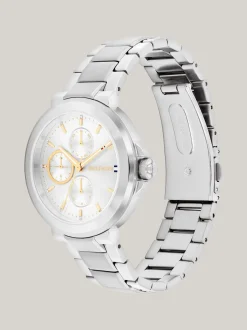 Zegarki*Tommy Hilfiger Stalowy Zegarek Z Niebieską Tarczą SILVER