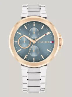 Zegarki*Tommy Hilfiger Stalowy Zegarek Z Niebieską Tarczą SILVER