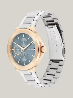 Zegarki*Tommy Hilfiger Stalowy Zegarek Z Niebieską Tarczą SILVER