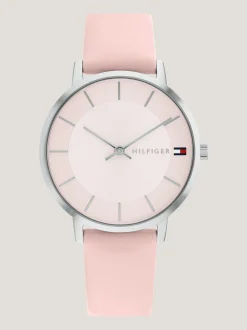 Zegarki*Tommy Hilfiger Stalowy Zegarek Ze Skórzanym Paskiem SILVER