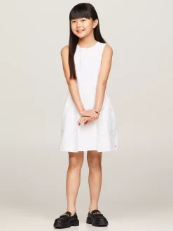 Sukienki*Tommy Hilfiger Sukienka Bez Rękawów Z Monogramem TH WHITE