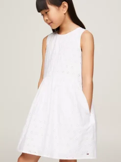 Sukienki*Tommy Hilfiger Sukienka Bez Rękawów Z Monogramem TH WHITE