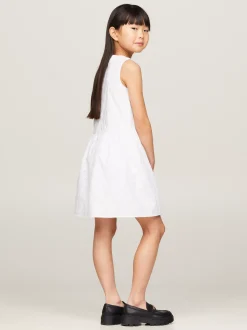 Sukienki*Tommy Hilfiger Sukienka Bez Rękawów Z Monogramem TH WHITE