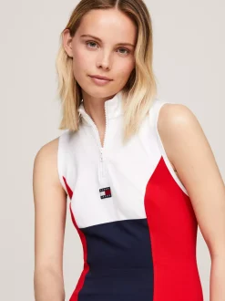 Sukienki*Tommy Hilfiger Sukienka Bodycon Z Blokami Kolorów I Naszywką WHITE / MULTI