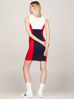 Sukienki*Tommy Hilfiger Sukienka Bodycon Z Blokami Kolorów I Naszywką WHITE / MULTI