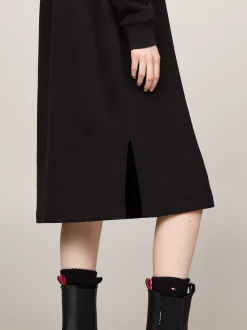 Sukienki*Tommy Hilfiger Sukienka Dresowa Midi Z Półgolfem BLACK