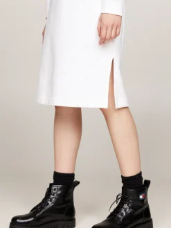 Sukienki*Tommy Hilfiger Sukienka Dresowa Midi Z Półgolfem WHITE
