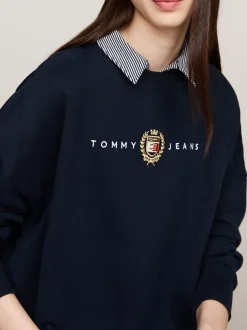 Sukienki*Tommy Hilfiger Sukienka Dresowa Mini Z Wyhaftowanym Logo DARK NIGHT NAVY