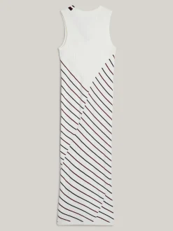 Sukienki*Tommy Hilfiger Sukienka Dzianinowa Bez Rękawów W Paski IVORY