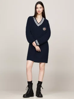 Sukienki*Tommy Hilfiger Sukienka Dzianinowa Hilfiger Prep DARK NIGHT NAVY