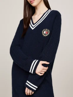 Sukienki*Tommy Hilfiger Sukienka Dzianinowa Hilfiger Prep DARK NIGHT NAVY