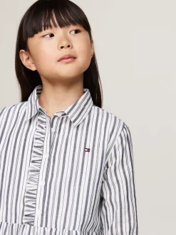 Sukienki*Tommy Hilfiger Sukienka Koszulowa W Metaliczne Paski LUREX STP DESERT SKY/ WHITE