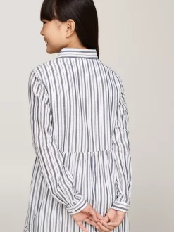 Sukienki*Tommy Hilfiger Sukienka Koszulowa W Metaliczne Paski LUREX STP DESERT SKY/ WHITE
