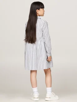 Sukienki*Tommy Hilfiger Sukienka Koszulowa W Metaliczne Paski LUREX STP DESERT SKY/ WHITE
