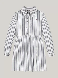 Sukienki*Tommy Hilfiger Sukienka Koszulowa W Metaliczne Paski LUREX STP DESERT SKY/ WHITE