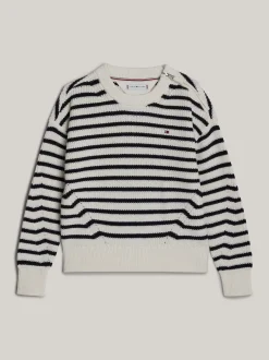 Dzianina*Tommy Hilfiger Sweter Adaptive O Luźnym Kroju W Paski ANCIENT WHITE DESERT SKY STRIPE