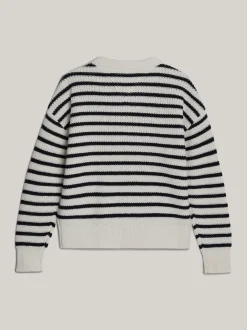 Dzianina*Tommy Hilfiger Sweter Adaptive O Luźnym Kroju W Paski ANCIENT WHITE DESERT SKY STRIPE