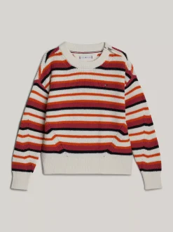 Dzianina*Tommy Hilfiger Sweter Adaptive O Luźnym Kroju W Paski ANCIENT WHITE STRIPE MULTICOLOR
