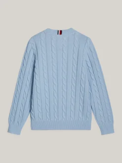 Dzianina*Tommy Hilfiger Sweter Adaptive O Splocie Warkoczowym BREEZY BLUE