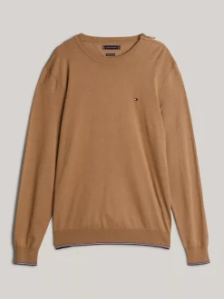 Swetry Z Okrągłym Dekoltem|Swetry*Tommy Hilfiger Sweter Adaptive Z Dodatkiem Jedwabiu SAFARI CANVAS
