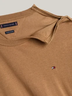 Swetry Z Okrągłym Dekoltem|Swetry*Tommy Hilfiger Sweter Adaptive Z Dodatkiem Jedwabiu SAFARI CANVAS
