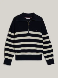 Swetry|Dzianina*Tommy Hilfiger Sweter Adaptive Z Zamkiem Do Połowy Długości DESERT SKY/IVORY PETAL STRIPE