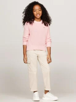 Dzianina*Tommy Hilfiger Sweter Essential O Luźnym Kroju SOFT ROSE