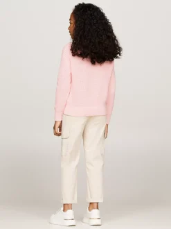 Dzianina*Tommy Hilfiger Sweter Essential O Luźnym Kroju SOFT ROSE