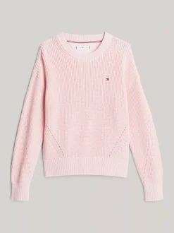 Dzianina*Tommy Hilfiger Sweter Essential O Luźnym Kroju SOFT ROSE