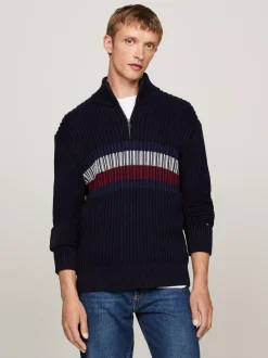 Sweter Z Zamkiem|Swetry*Tommy Hilfiger Sweter Global O Luźnym Kroju DESERT SKY
