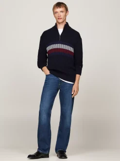 Sweter Z Zamkiem|Swetry*Tommy Hilfiger Sweter Global O Luźnym Kroju DESERT SKY