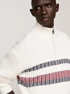 Sweter Z Zamkiem|Swetry*Tommy Hilfiger Sweter Global O Luźnym Kroju IVORY