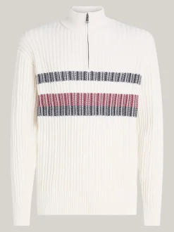 Sweter Z Zamkiem|Swetry*Tommy Hilfiger Sweter Global O Luźnym Kroju IVORY