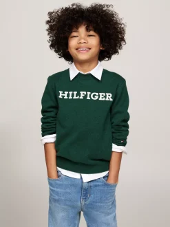 Dzianina*Tommy Hilfiger Sweter Hilfiger Monotype Z Okrągłym Dekoltem ORNAMENTAL GREEN