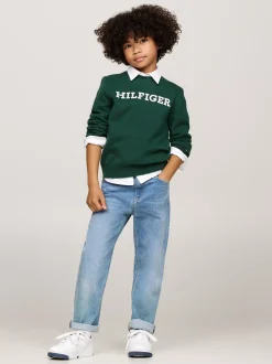 Dzianina*Tommy Hilfiger Sweter Hilfiger Monotype Z Okrągłym Dekoltem ORNAMENTAL GREEN