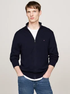 Swetry|Dzianina*Tommy Hilfiger Sweter Na Zamek Z Kaszmirem DESERT SKY