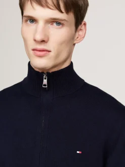 Swetry|Dzianina*Tommy Hilfiger Sweter Na Zamek Z Kaszmirem DESERT SKY