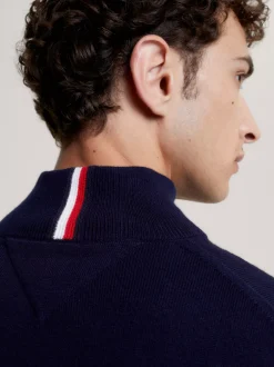 Swetry|Dzianina*Tommy Hilfiger Sweter Na Zamek Z Kaszmirem DESERT SKY