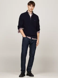 Sweter Z Zamkiem|Swetry*Tommy Hilfiger Sweter O Drobnym Splocie Warkoczowym DESERT SKY
