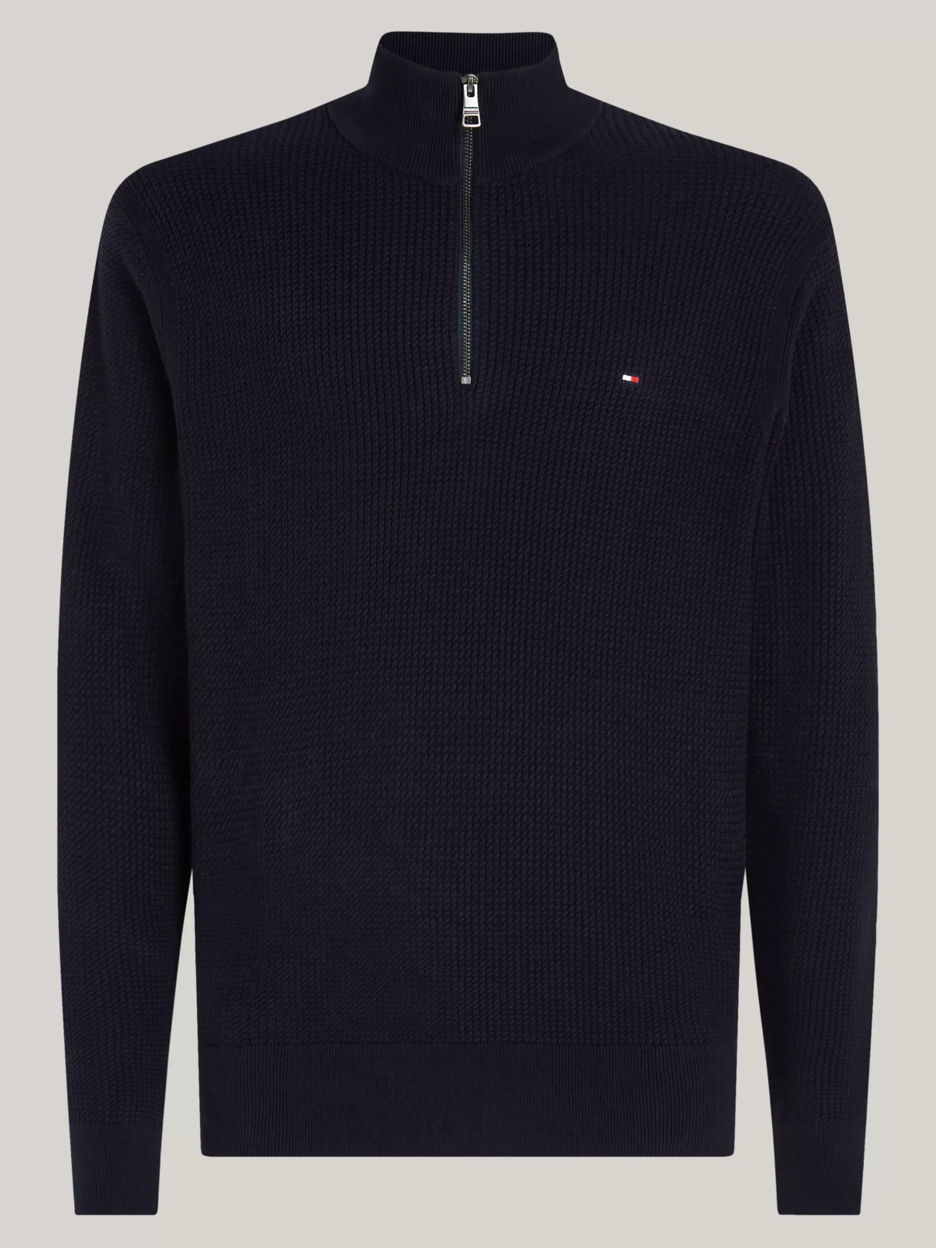 Sweter Z Zamkiem|Swetry*Tommy Hilfiger Sweter O Drobnym Splocie Warkoczowym DESERT SKY