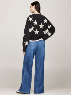 Swetry Z Okrągłym Dekoltem|Swetry*Tommy Hilfiger Sweter O Pudełkowym Kroju W Gwiazdy BLACK MOUNTAIN STARDUST